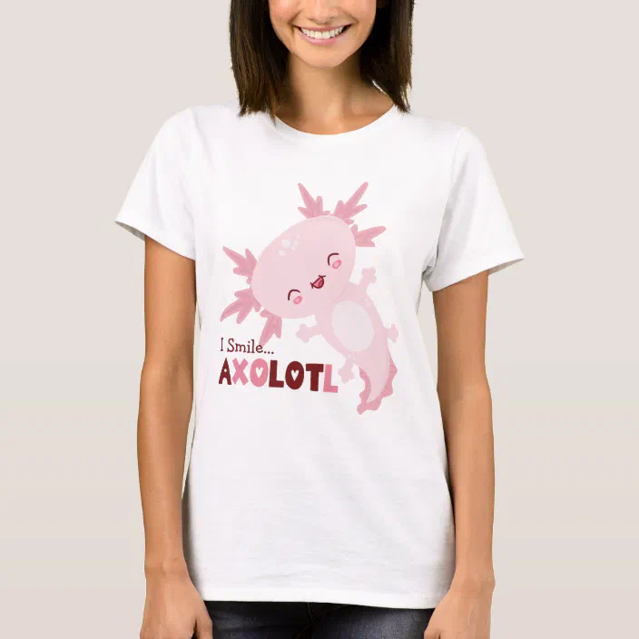 I Smile A Lot Personalised Kawaii Axolotl T Shirt Zazzle Com