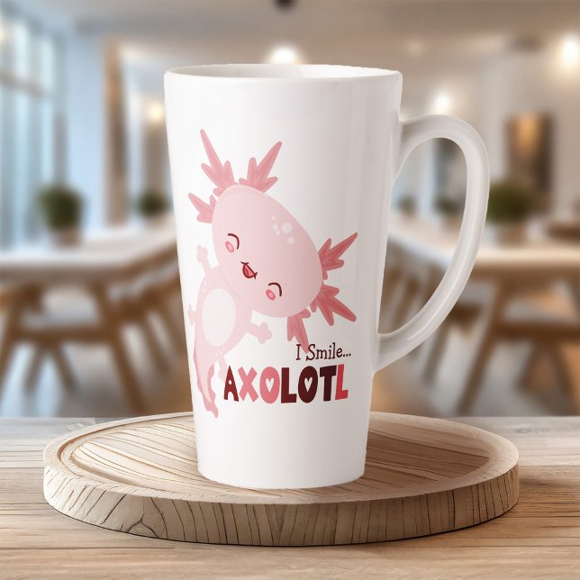 I Smile A Lot Personalized Kawaii Axolotl Latte Mug (A full of “em-ocean” Axolotl latte mug!)