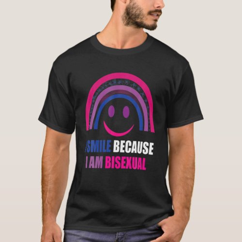 I Smile Because I Am Bisexual Bi Pride Rainbow Fla T_Shirt