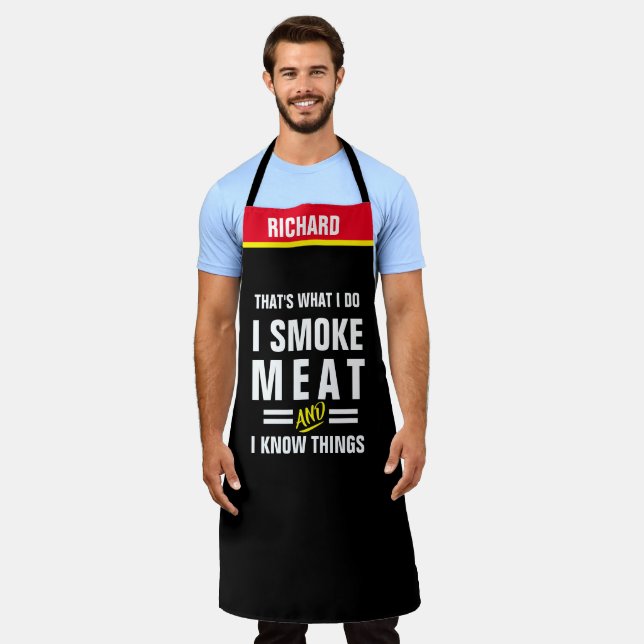 I Smoke Meat Apron - Funny BBQ Grill Gift (Worn)