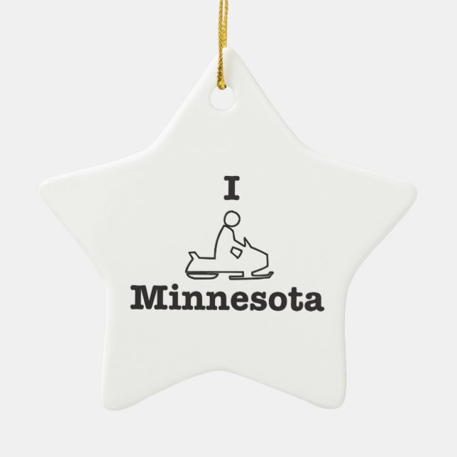 I Snowmobile Minnesota in black Ceramic Ornament (Front)