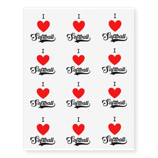 I ♥ Softball Temporary Tattoos | Zazzle.com