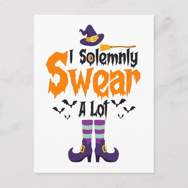 I Solemnly Swear A Lot Funny Spooky Gothic Witch Postcard (Front)