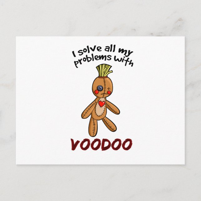 I solve all my problems with Voodoo Postcard (Front)