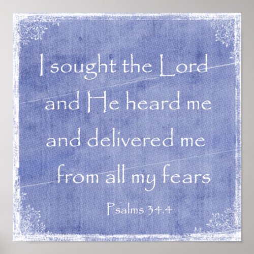 I sought the Lord He heard me Bible Verse Poster