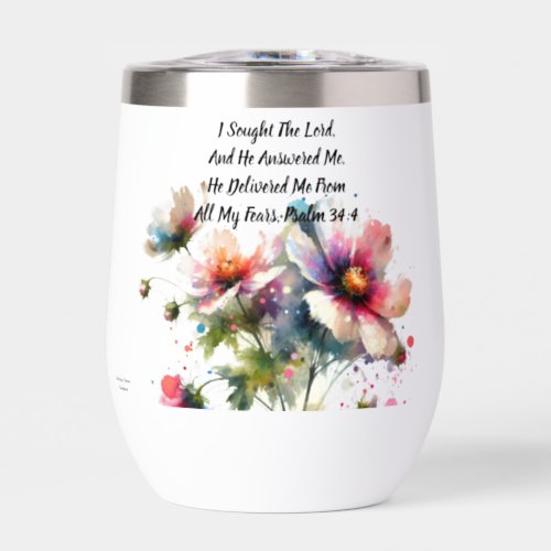 I Sought The Lord Modern Floral Water Bottle