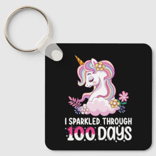 I Sparkled Through 100 Days of School Unicorn Keychain