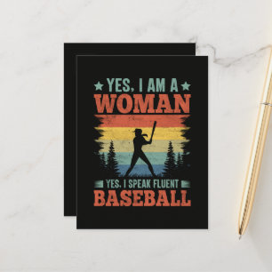 I Speak Fluent Baseball Female Player Fan Announcement Postcard