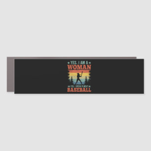 I Speak Fluent Baseball Female Player Fan Car Magnet