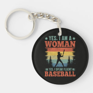 I Speak Fluent Baseball Female Player Fan Keychain