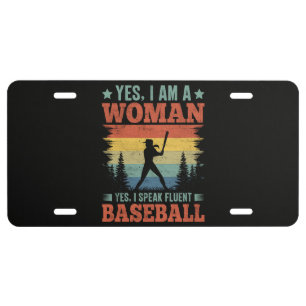 I Speak Fluent Baseball Female Player Fan License Plate