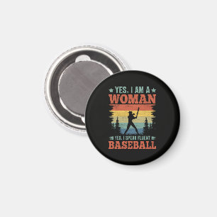I Speak Fluent Baseball Female Player Fan Magnet
