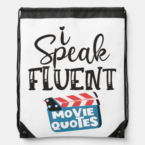 I speak fluent movie quotes fun clapperboard drawstring bag