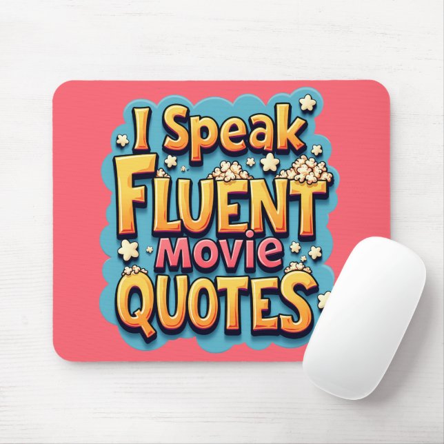 I Speak Fluent Movie Quotes Retro Pop Art Mouse Pad (With Mouse)