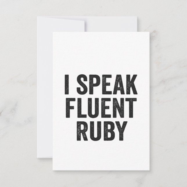 I Speak Fluent Ruby Funny Geek Programming Coder Thank You Card (Front)