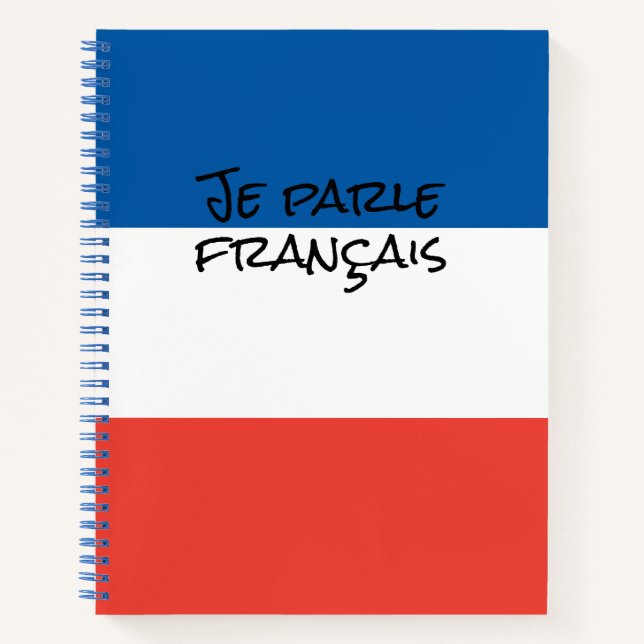 I Speak French with France Flag Colors Language Notebook (Front)