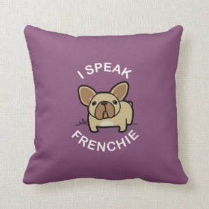 I Speak Frenchie - Purple Throw Pillow