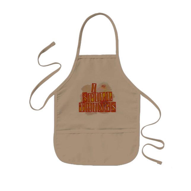 I Spill Things kids khaki chef apron (Front)