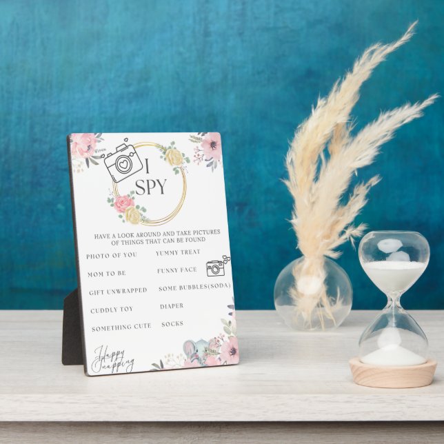 I Spy Baby Shower Game Plaque (Side)