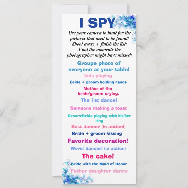 I SPY! CARD (Front)