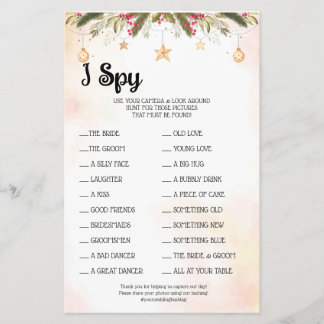 I Spy Christmas Wedding Reception Game Card Flyer