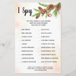 I Spy Christmas Wedding Reception Game Card Flyer