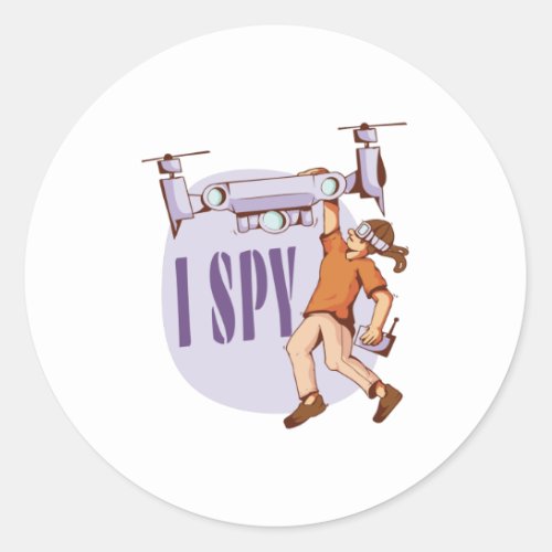 I Spy For Drone Pilots and Drone Kids Classic Round Sticker