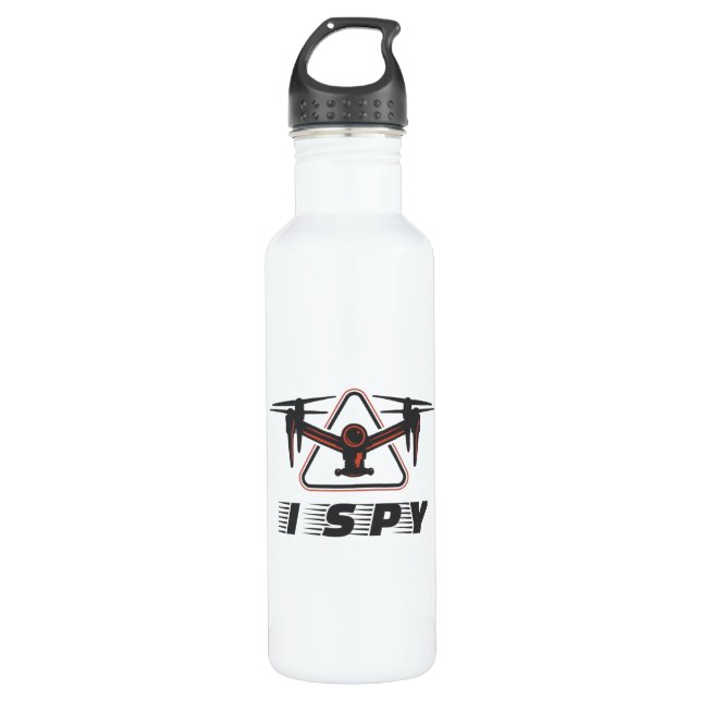 I Spy For Drone Pilots and Drone Lovers Stainless Steel Water Bottle (Front)