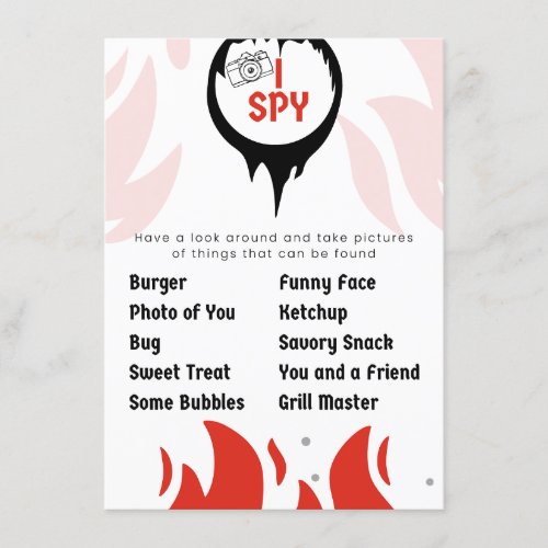 I Spy Game for barbecues Enclosure Card