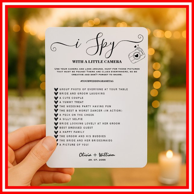 i Spy Photo Hunt Wedding Reception Scavenger Game Invitation (Creator Uploaded)