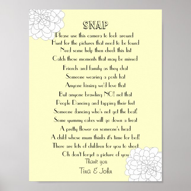 I Spy Snap Wedding Photo Game Poster (Front)