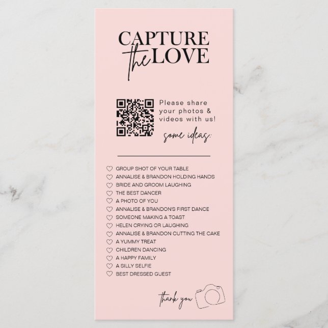 I spy wedding game Capture the love photo scavenge Menu (Front)