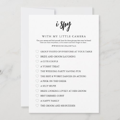 I Spy Wedding Game Card