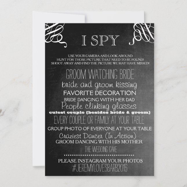 I Spy Wedding Game Chalkboard Edition Invitation (Front)