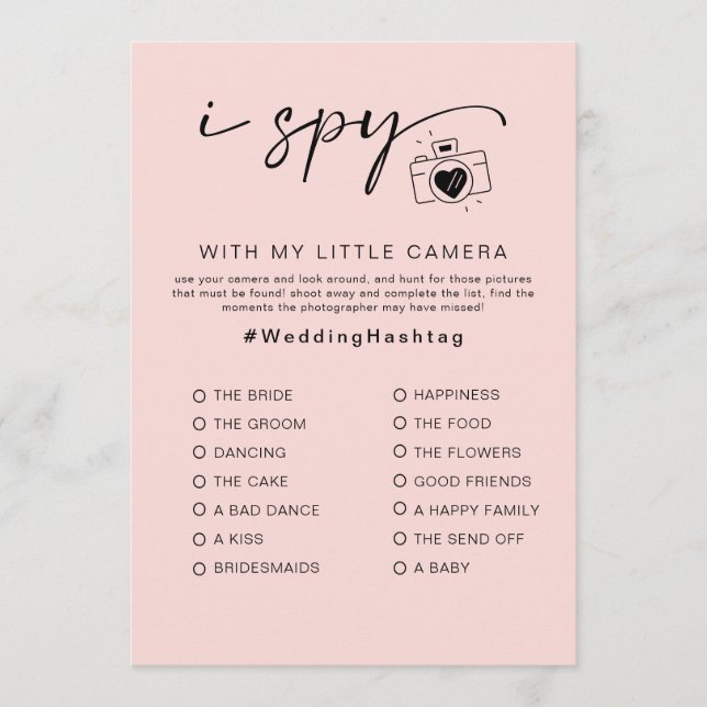 I Spy wedding Game for Reception Photo Hunt Game Program (Front)