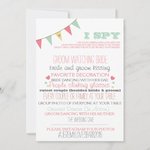 I Spy Wedding Game Invitation