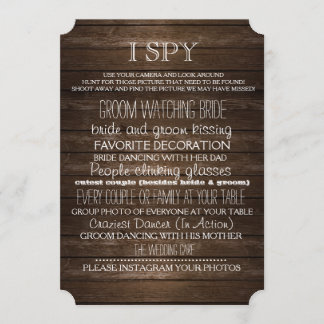 I Spy Wedding Game Wood Rustic Photography Invitation