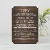 I Spy Wedding Game Wood Rustic Photography Invitation (Standing Front)