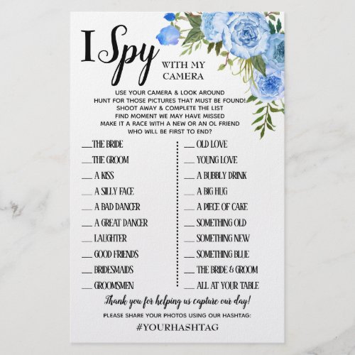 I Spy wedding reception game english spanish card Flyer