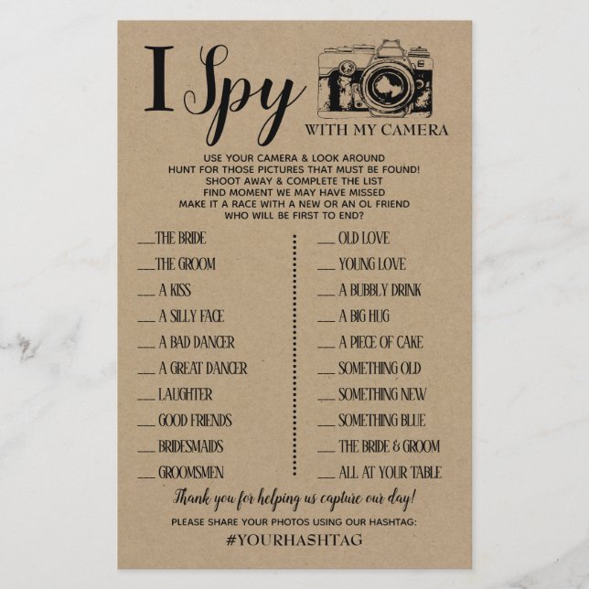 I Spy wedding reception game english spanish game (Front)