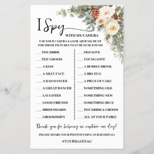 I Spy Winter Floral Wedding Reception Game Card Flyer