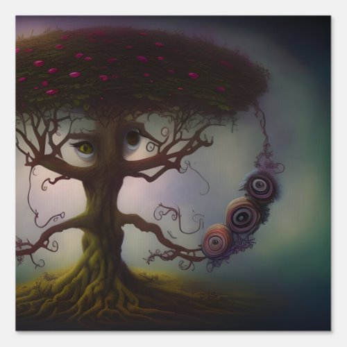I Spy With My Big Eye _ Surreal Tree AI Art Sign