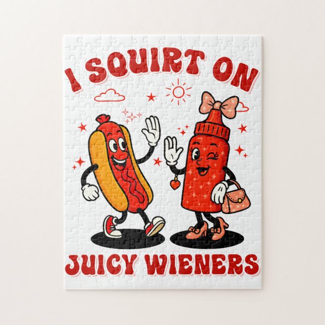 I Squirt On Juicy Wieners Adult Humor Funny Jigsaw Puzzle (Vertical)