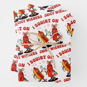 I Squirt On Juicy Wieners Adult Humor Funny Wrapping Paper Sheets