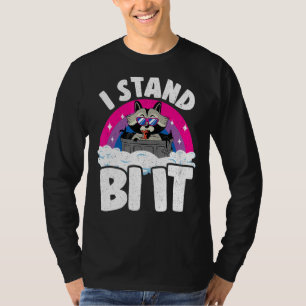 I Stand Bi It Raccoon Bisexual Pride Flag Rainbow  T-Shirt