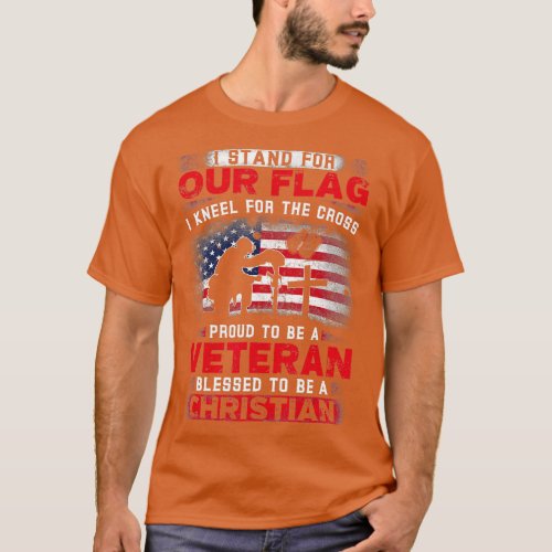 I Stand For Our Flag I Kneel For The Cross Proud V T_Shirt
