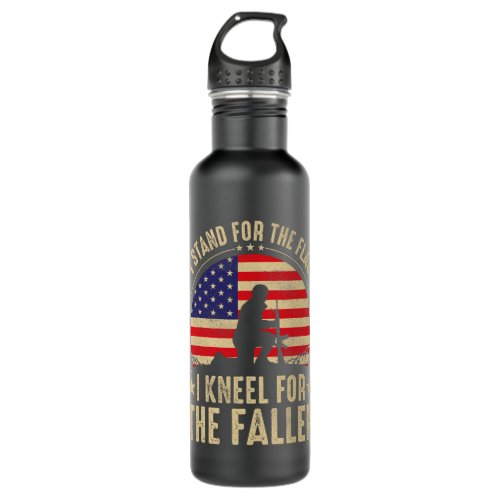I Stand For The Flag I Kneel For The Fallen Army Stainless Steel Water Bottle