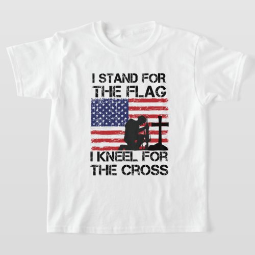I Stand for The Flag Kneel for The Cross Flag USA T_Shirt