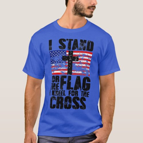 I Stand for the National Anthem Cross  Distressed  T_Shirt