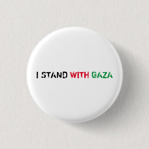 I stand with Gaza distressed grunge text white Button